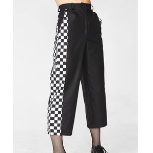 NWOT black check wide leg trousers from Dolls Kill